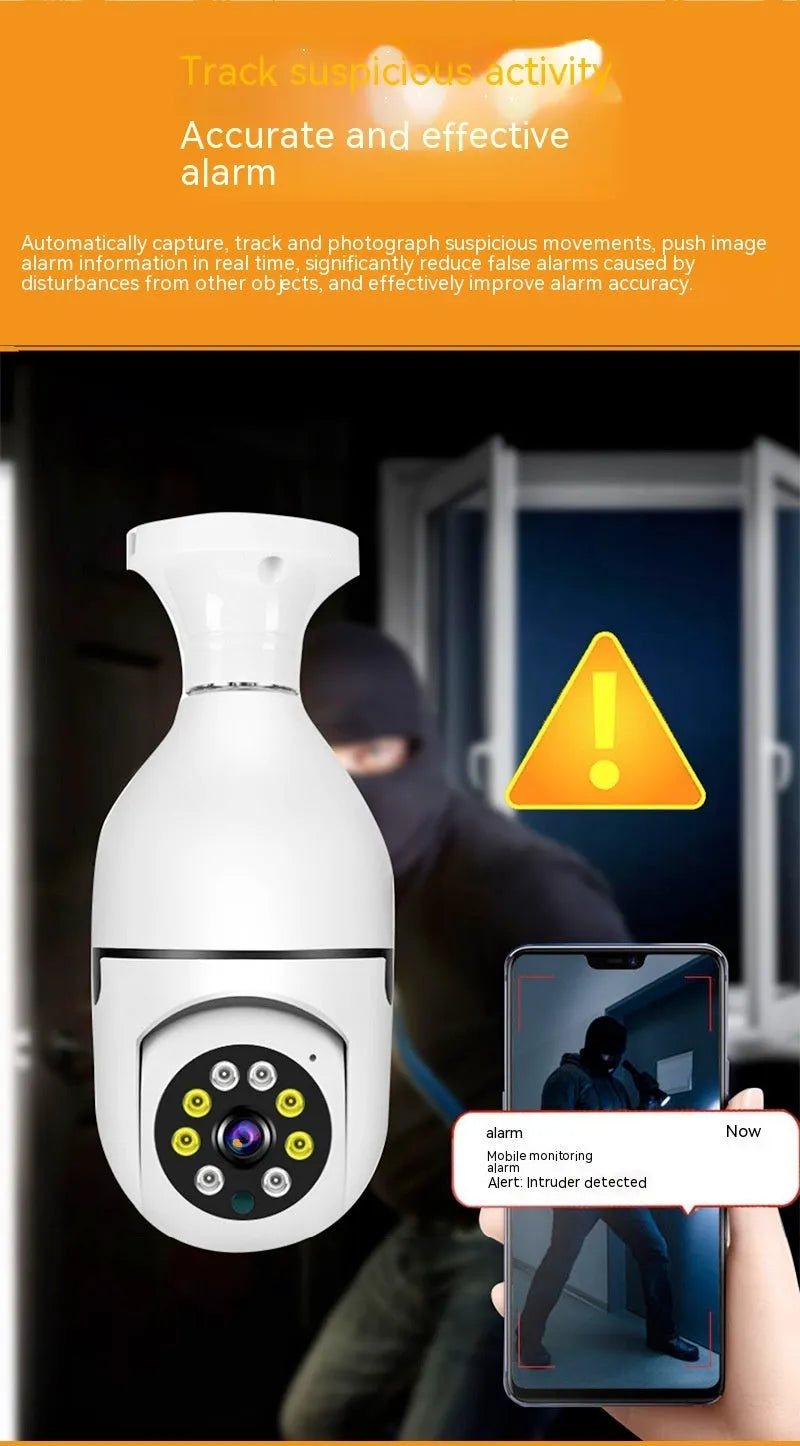 Wireless wifi bulb security camera with 1080p definition and full colour night vision for lamp holder installation