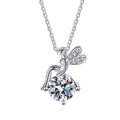 FARCENT moissanite necklace with 1 karat pendant and cartoon design on 925 silver cross chain
