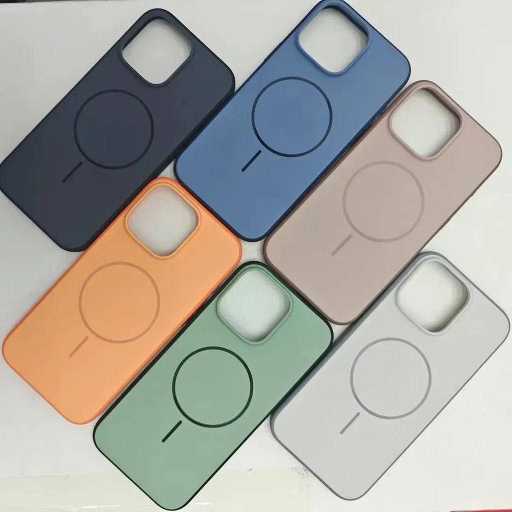 Blue frosted magnetic protective case for iPhone 17 series mobile phone.