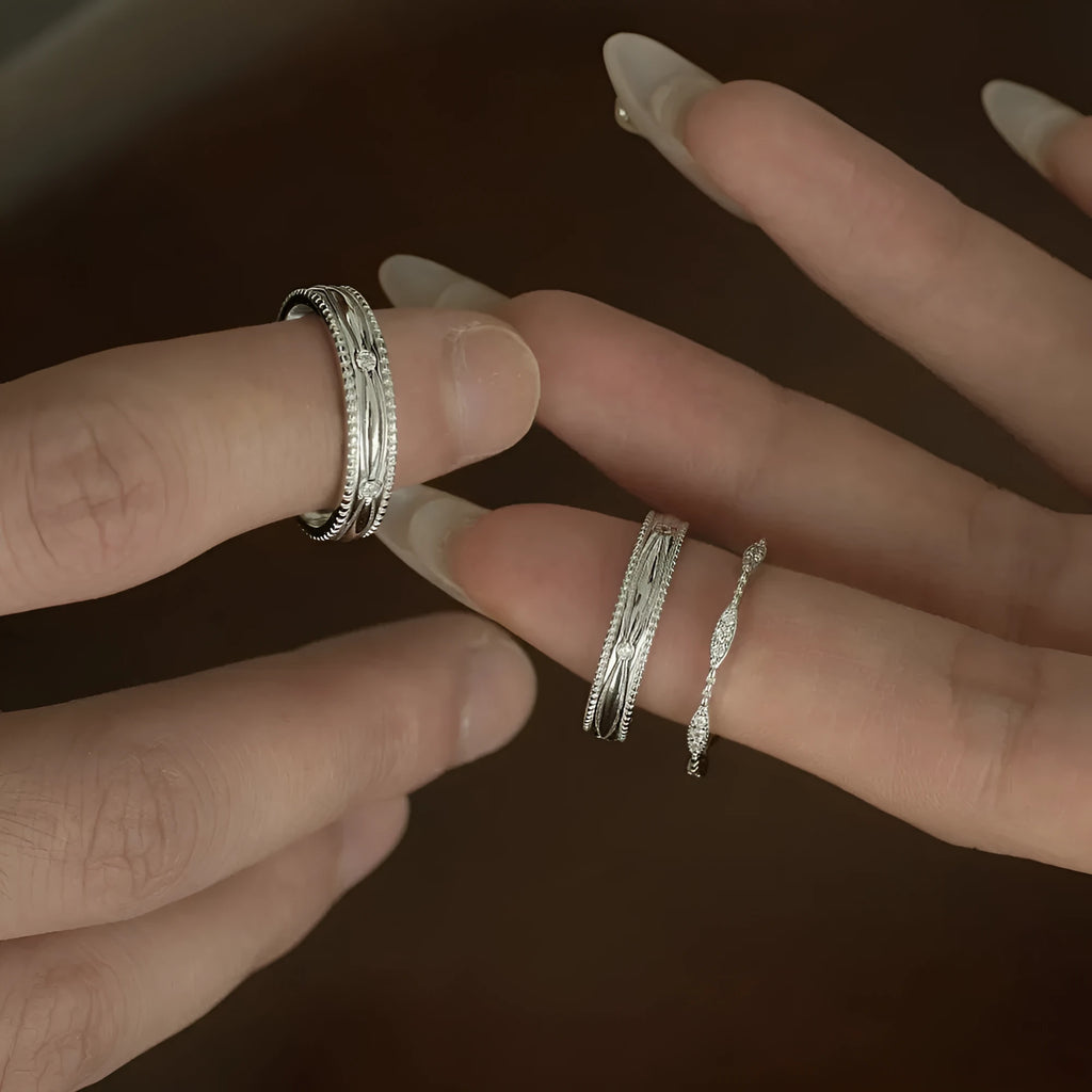 S925 sterling silver couple ring geometric design light luxury style unisex sizes No 5 to No 12
