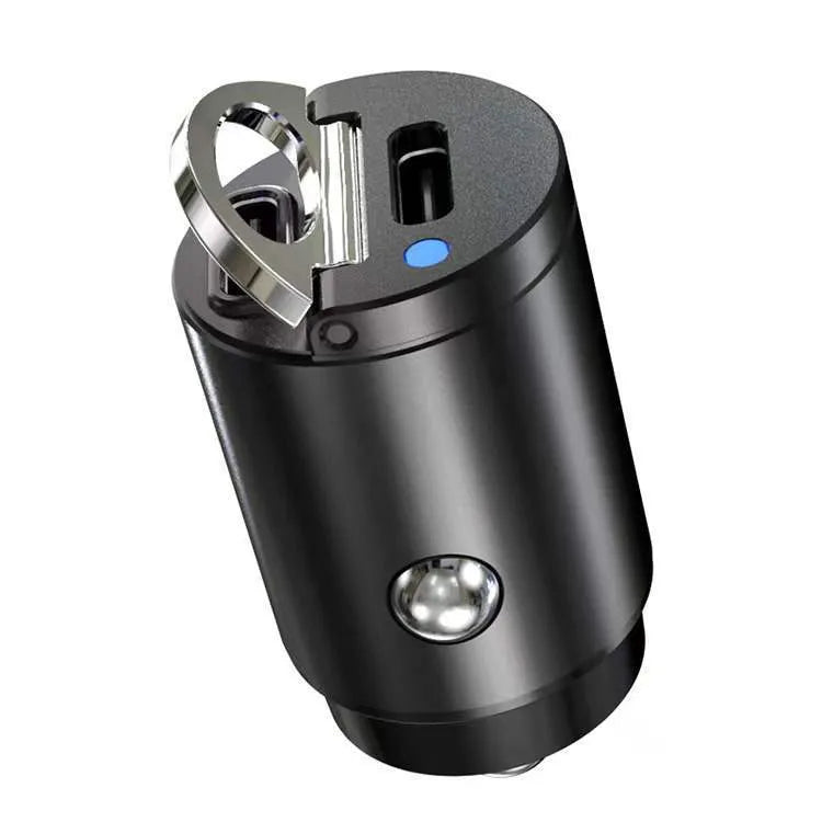 Mini black car cigarette lighter charger with PD QC 30W fast charging
