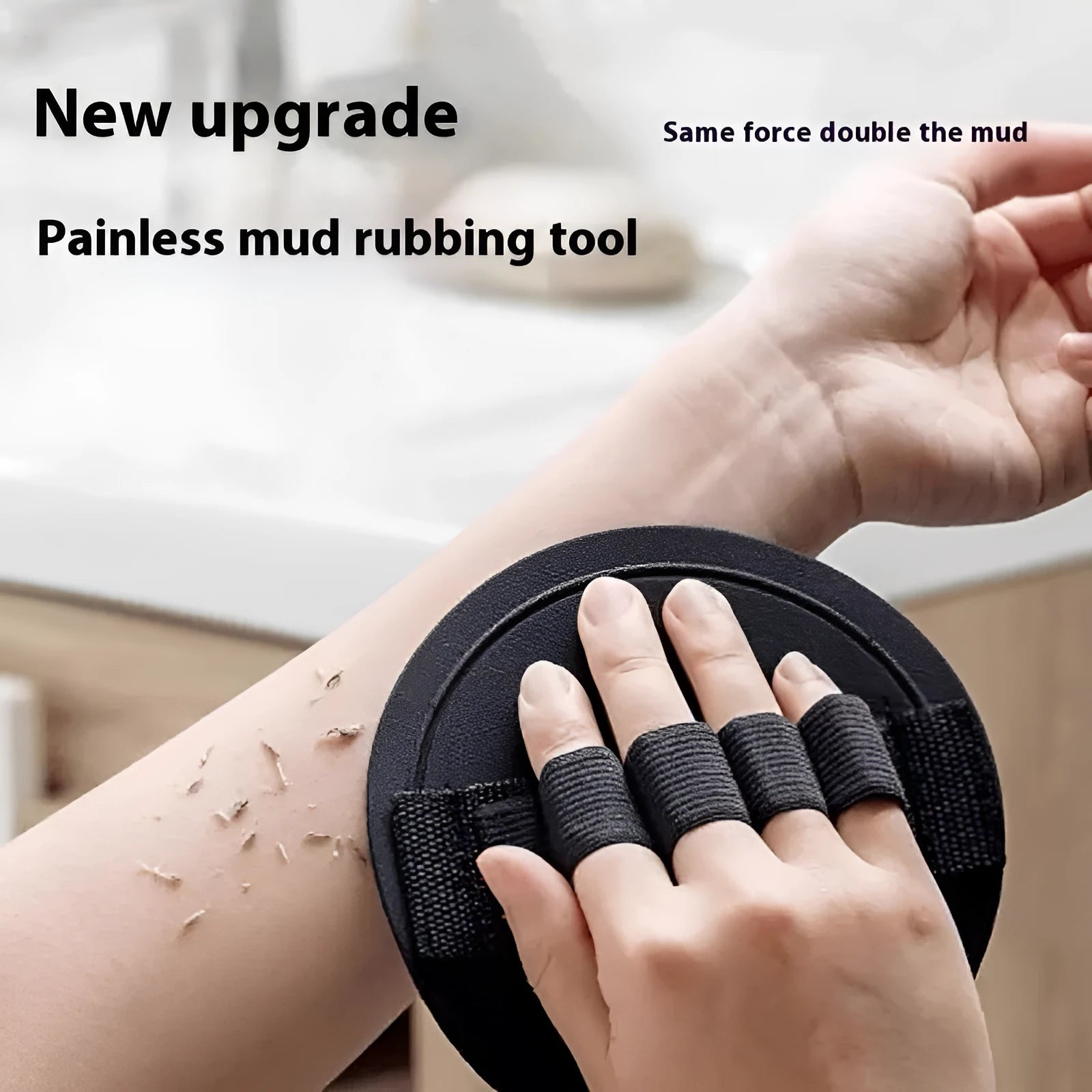 Rubber finger-style bath towel gripper for women in round cake design.