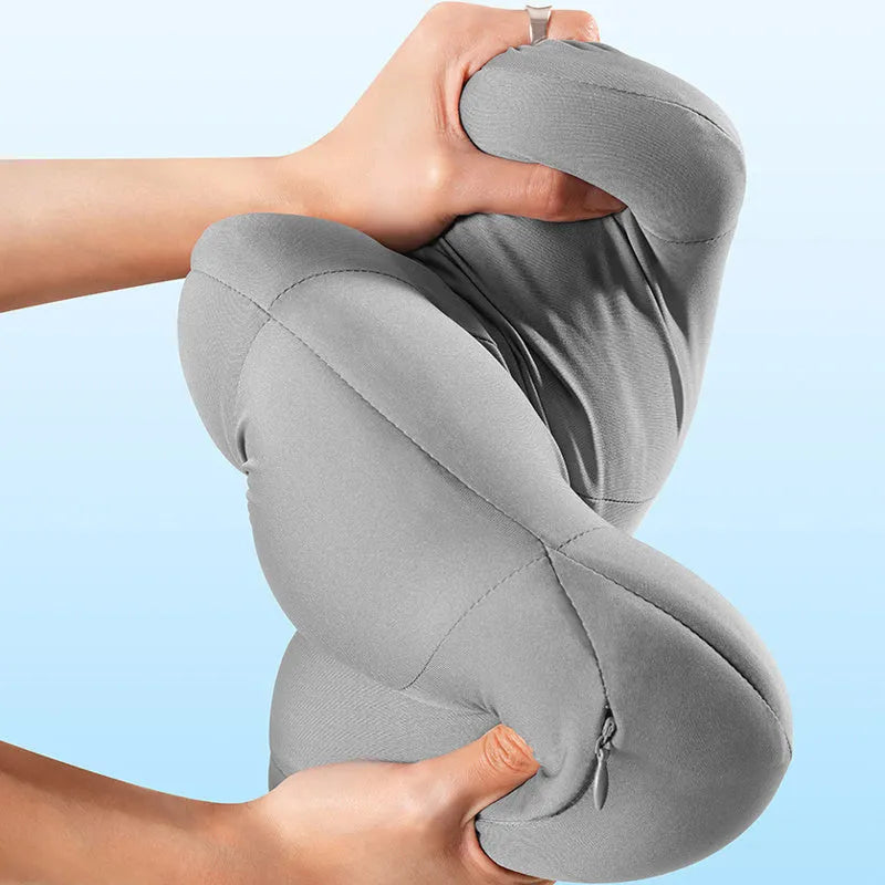 Car head restraint pillow and waist pillow set in grey or orange colours
