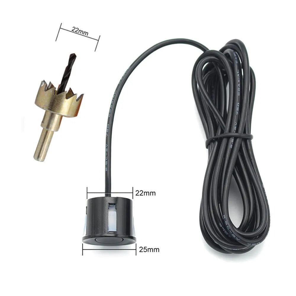 Wireless reversing sensor system with digital display, four probes, and installation accessories for vehicle obstacle detection