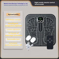 USB rechargeable reflexology foot massager mat with remote control and orange foot pad.