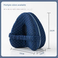 Love heart-shaped memory foam leg pillow in dark blue jacquard colour measuring 25x23x13cm