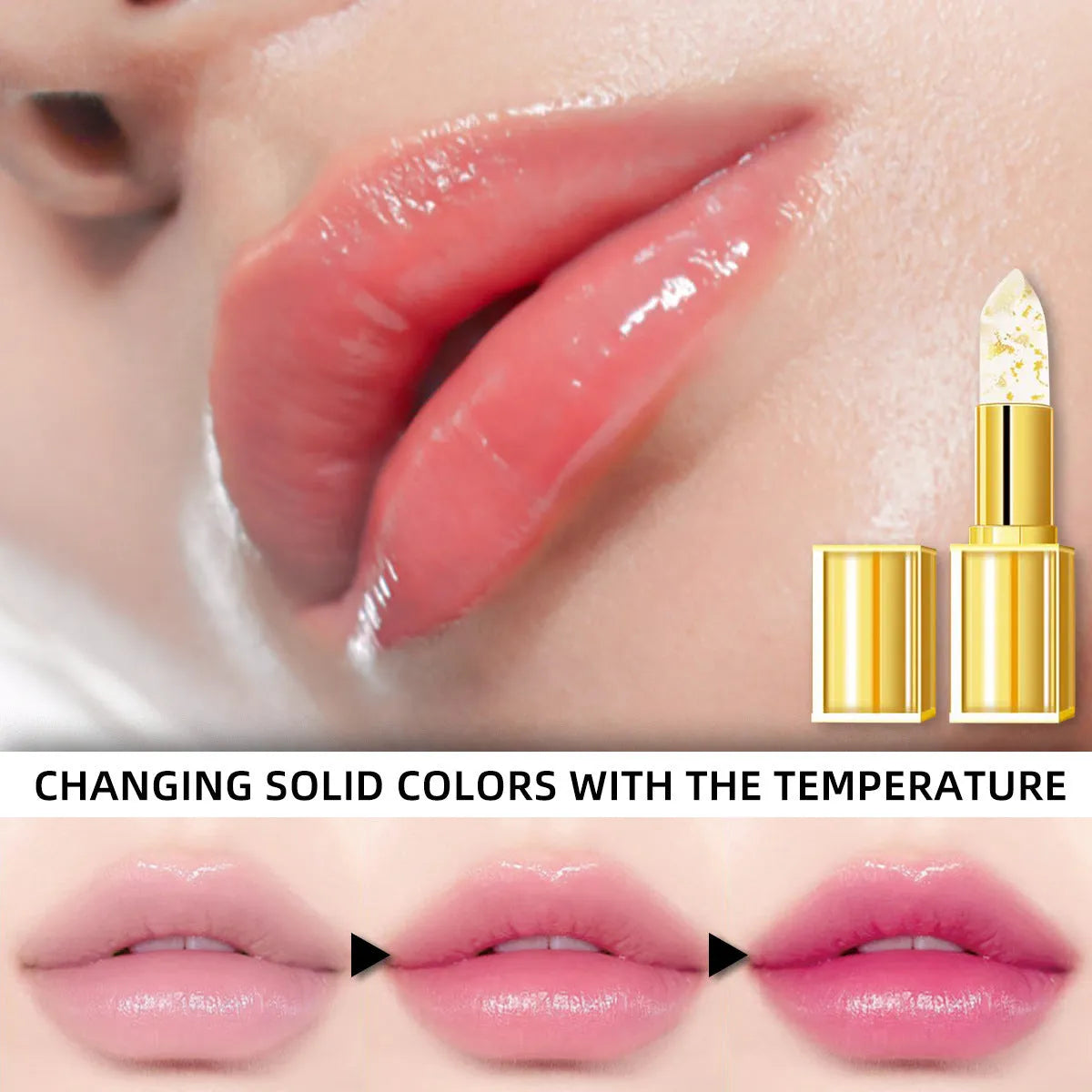 Anti-smudge gilding warm colour-changing lipstick with 3.5g content