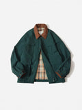 Casual jacket with contrasting colour panels and side seam pockets in polyester material