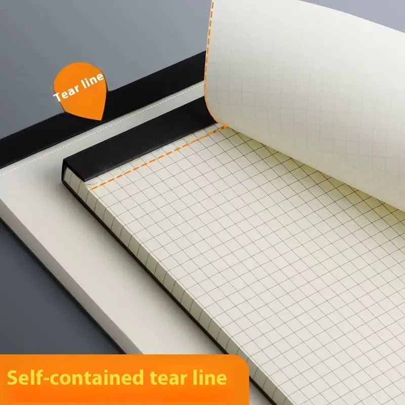 A5 and B5 writing pads showing blank, grid, and lined paper formats with tearable pages