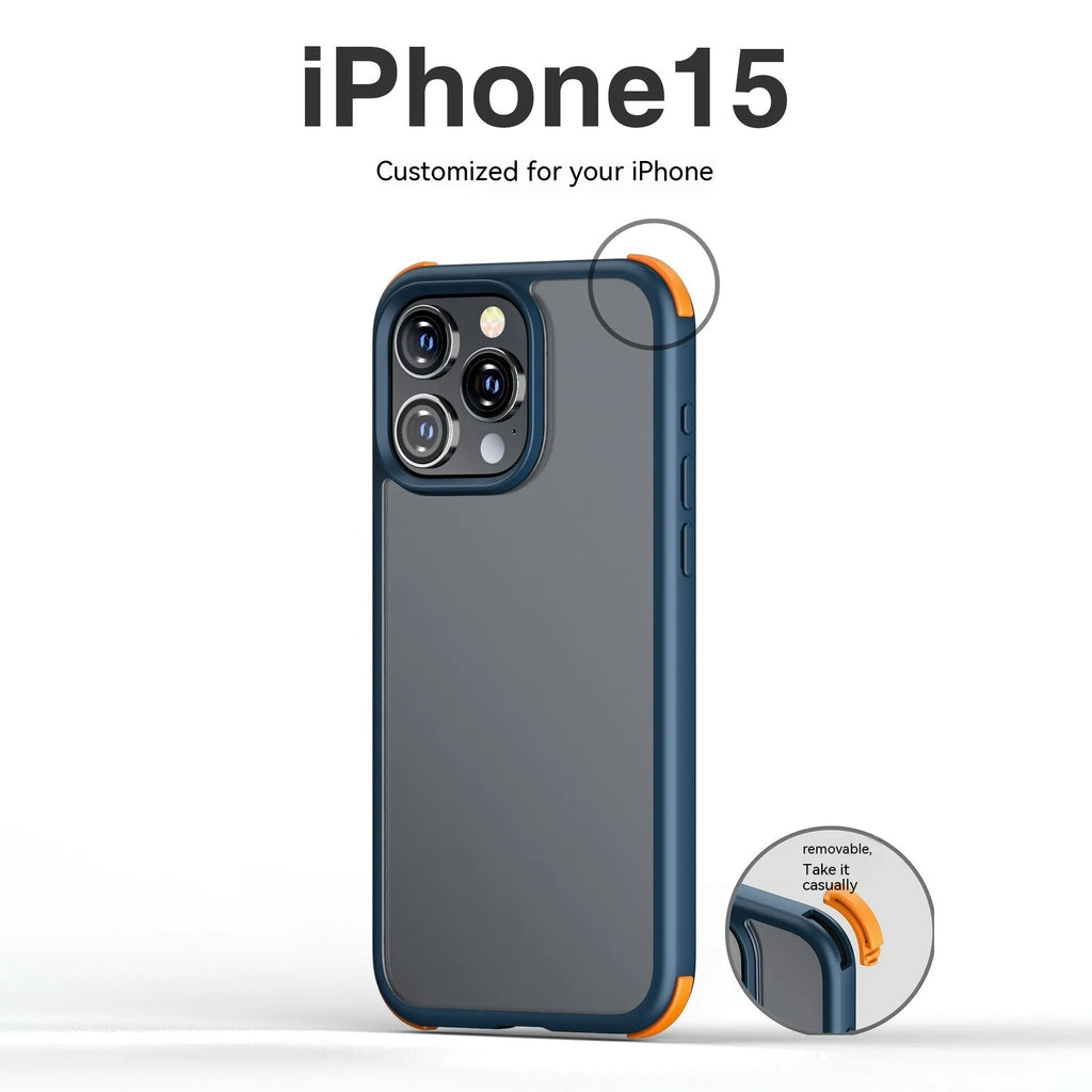 Matte frosted silicone magnetic phone case for Apple iPhone 15 in black with magnetic ring