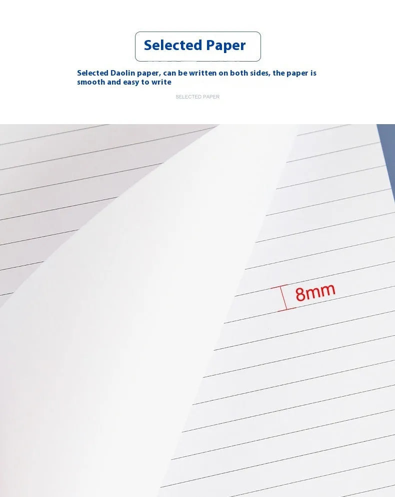 A4 tear-off meeting minutes notebook with wireless adhesive binding showing ivory white grid pages