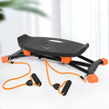 Black mini fitness skiing machine with elastic hand straps, compact home exercise equipment