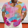 Hawaiian style short sleeve cardigan with 3D printed patterns and stand collar