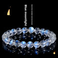 Natural cream body blue moonlight crystal bracelet with polished beads in multiple size options