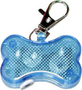 Bone-shaped LED luminous pendant for pet collars in multiple colours showing three light modes.