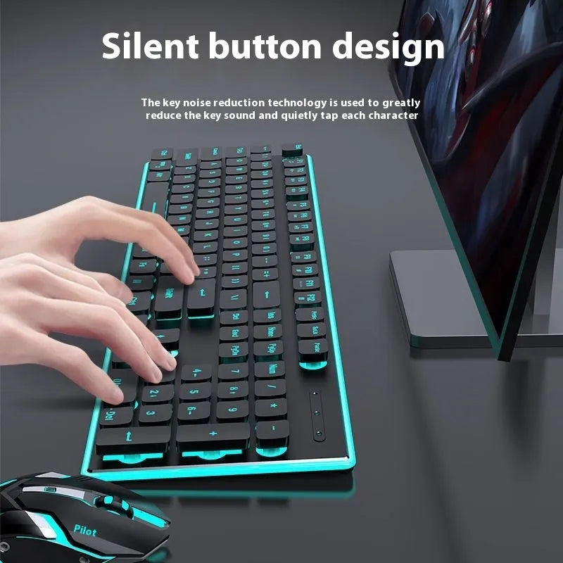 Wireless Bluetooth keyboard with mute button showing Cherry Blossom Pink backlight illumination