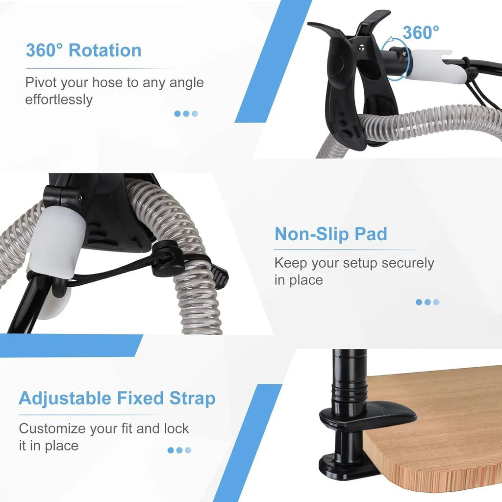 Black and white ventilator hose bracket made of aluminium alloy and ABS for universal household ventilation use