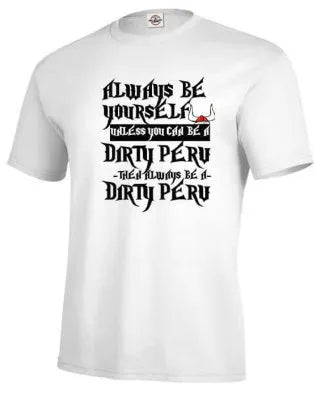Men's solid white short sleeve casual top with a printed design, laid flat.