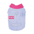 Blue and purple polyester dog harness vest with back traction ring for small breed dogs