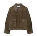 Women's PU casual jacket in regular fit, pictured colour, Japanese Korean style.
