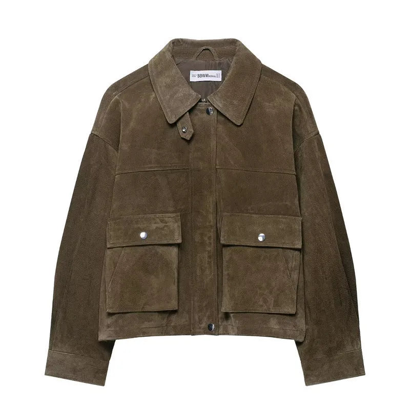 Women's PU casual jacket in regular fit, pictured colour, Japanese Korean style.