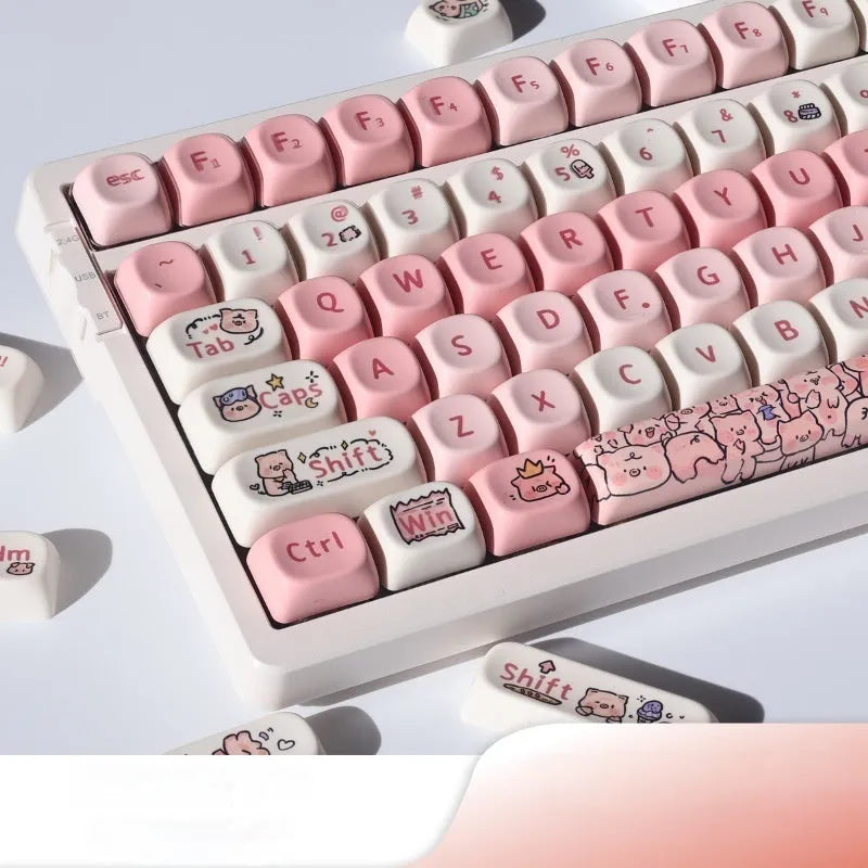Pink Fragrant Pig decorative mechanical keyboard key cap with five-sided sublimation printing