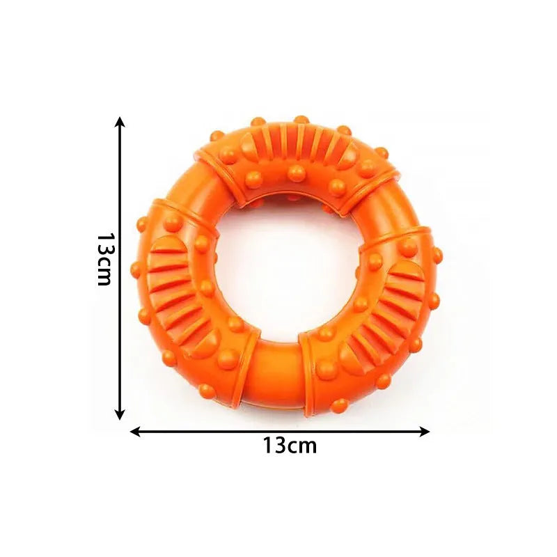 Blue dog fetching stick toy with hollow centre for chewing and lightweight floatable construction