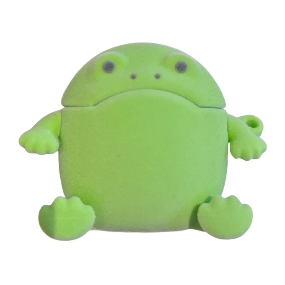 Flocking Frog Earphone Protective Case Cover for AirPods 1 2 3 4 Pro Pro 2 TPU Soft Silicone Embossed Cartoon Design Lanyard Included in Selected Options Japanese Korean Style