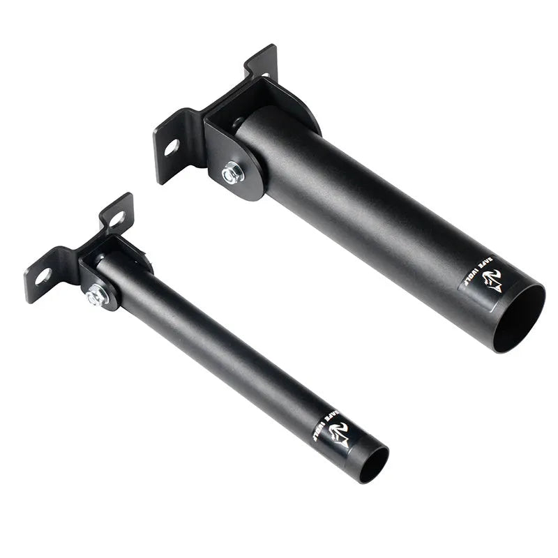 Wall-mounted steel barbell gun barrel rack with 25 tubes for sports equipment storage.