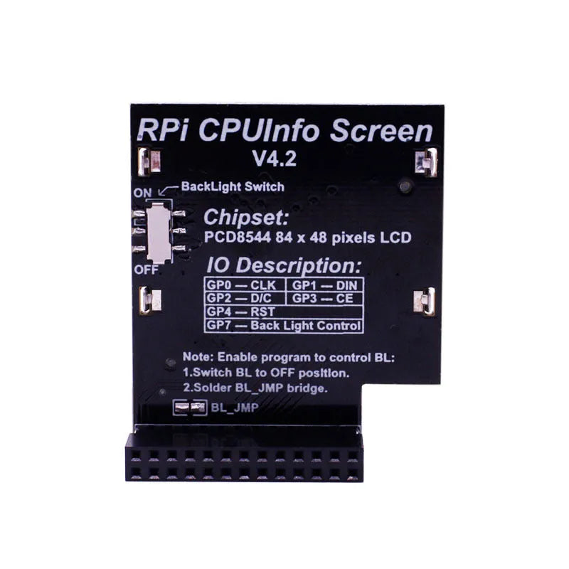 Raspberry Pi 1.6 inch LCD display screen with backlight switch for CPU monitoring