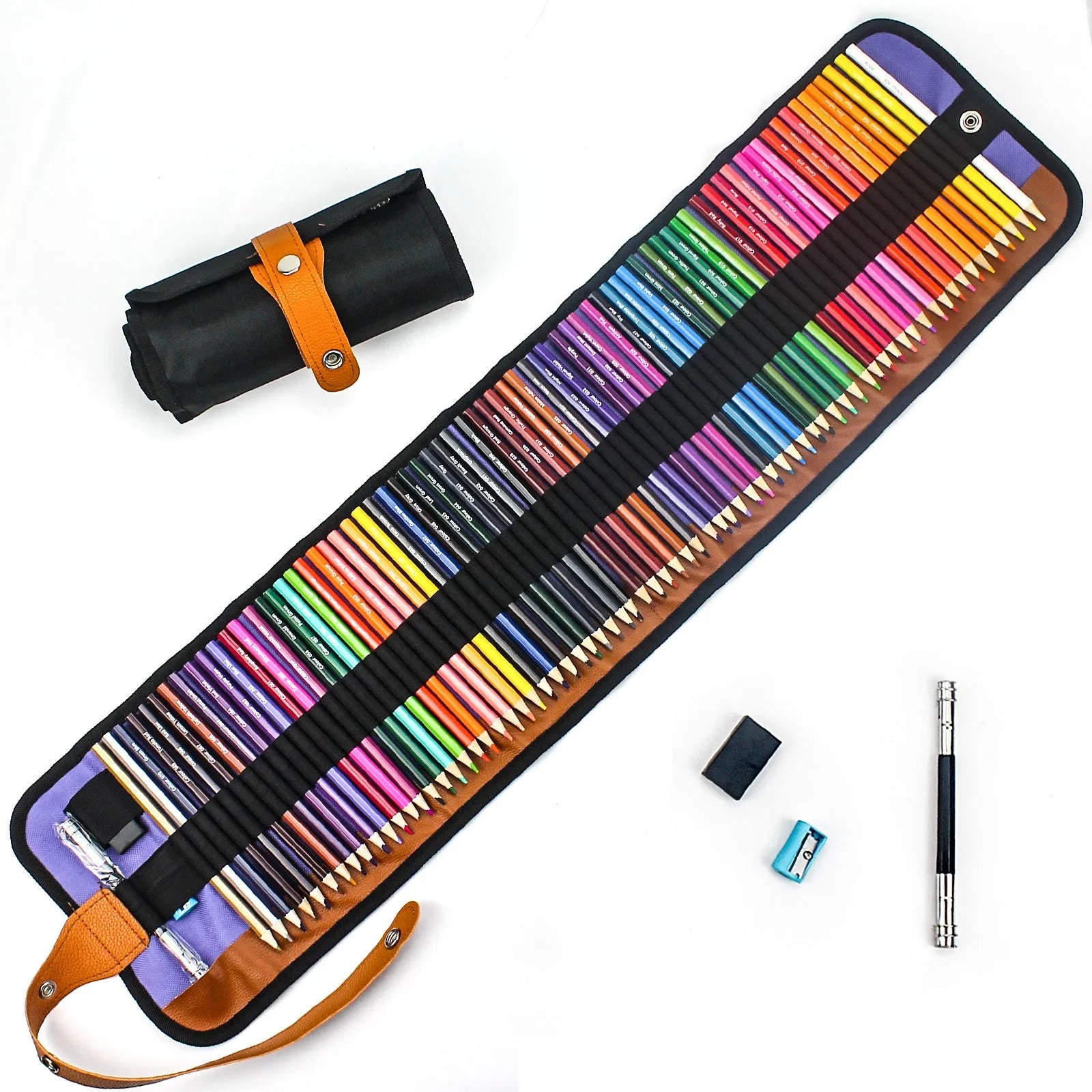Wooden coloured pencils set of 50 colours for oily painting in basswood casings with storage case
