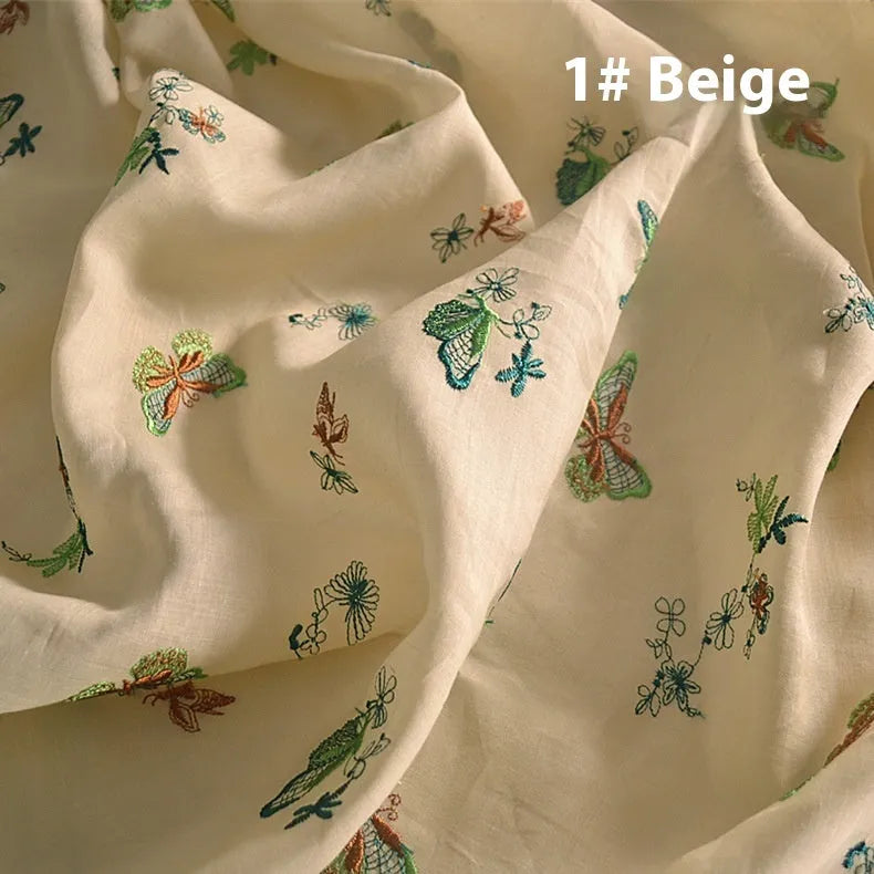 Pure ramie embroidery cloth for Hanfu in beige, dark green and grass green colours