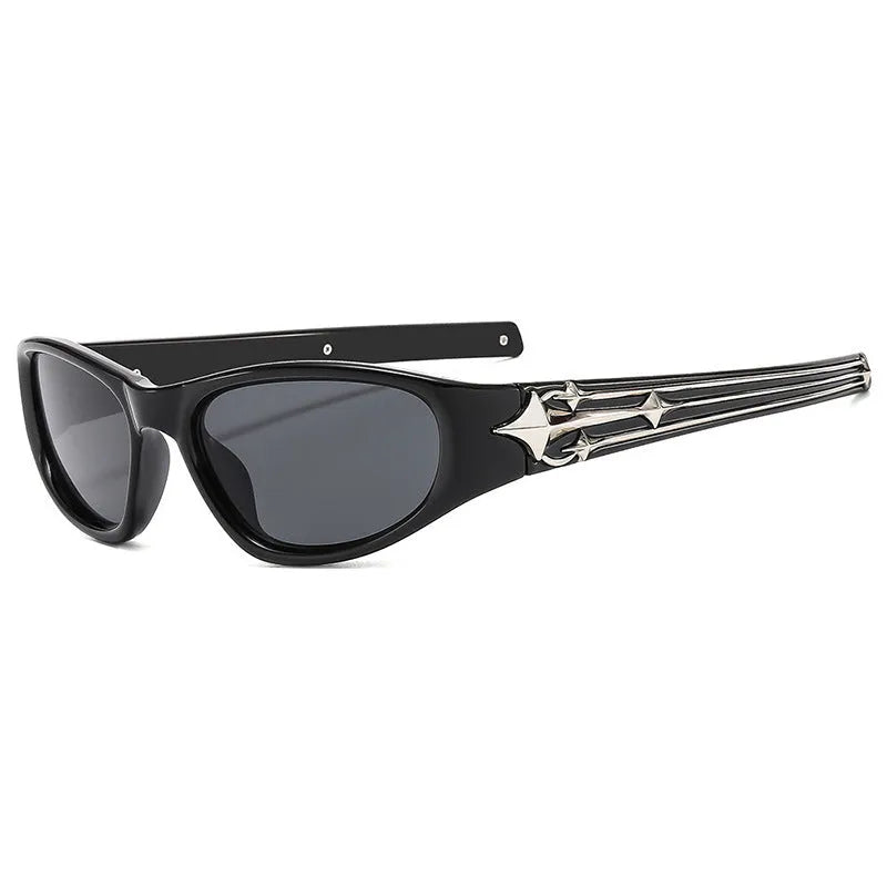 Sports sunglasses with windproof design in multiple colour combinations including black frame with blue lenses