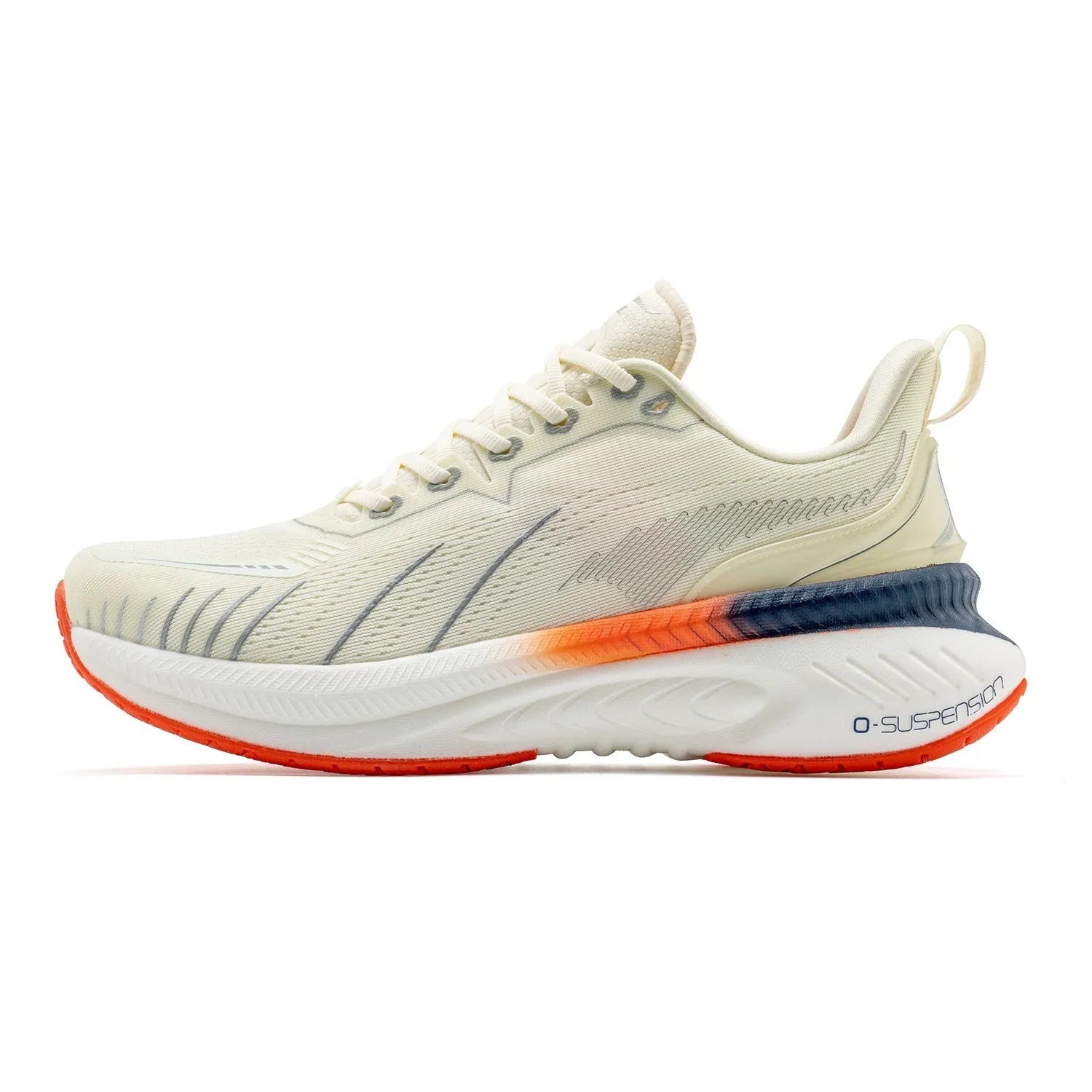 Low-top running shoes in a striped pattern with a breathable mesh upper and rubber sole.