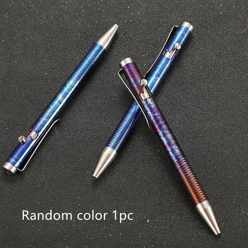 Titanium alloy magic colour bolt-action pen showing phantom finish and gun bolt handle.