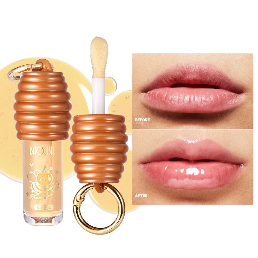 Honey lip gloss with keychain attached, portable for panier bags