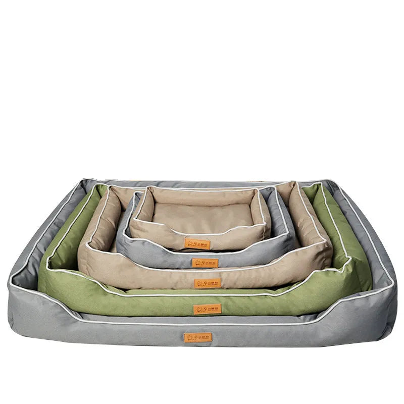 Durable Oxford fabric dog bed with removable washable cover in Army Green colour