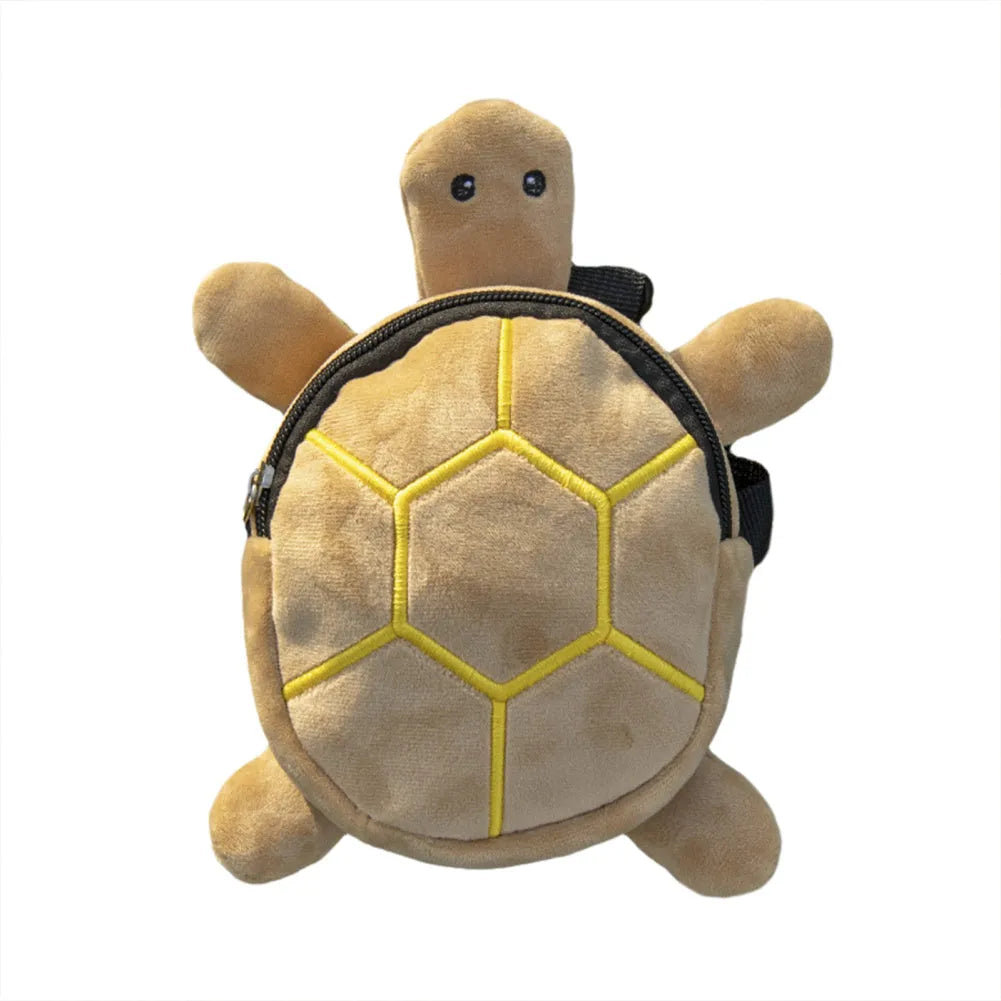 Cartoon turtle shape dog backpack harness in velvet fabric with metal zipper closure