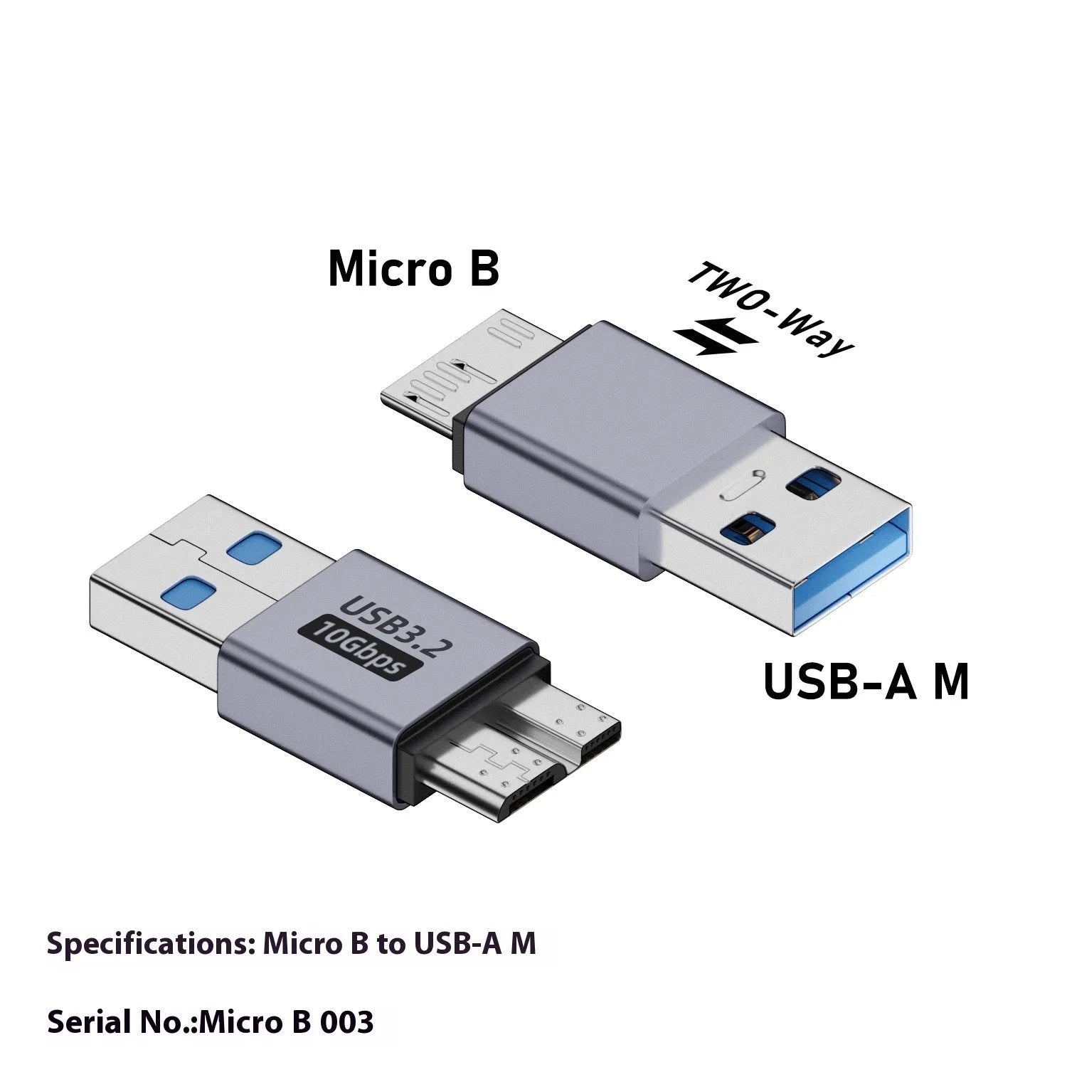 Micro B USB adapter converter showing Type-C and USB-A to micro B male connections for charging and data transfer
