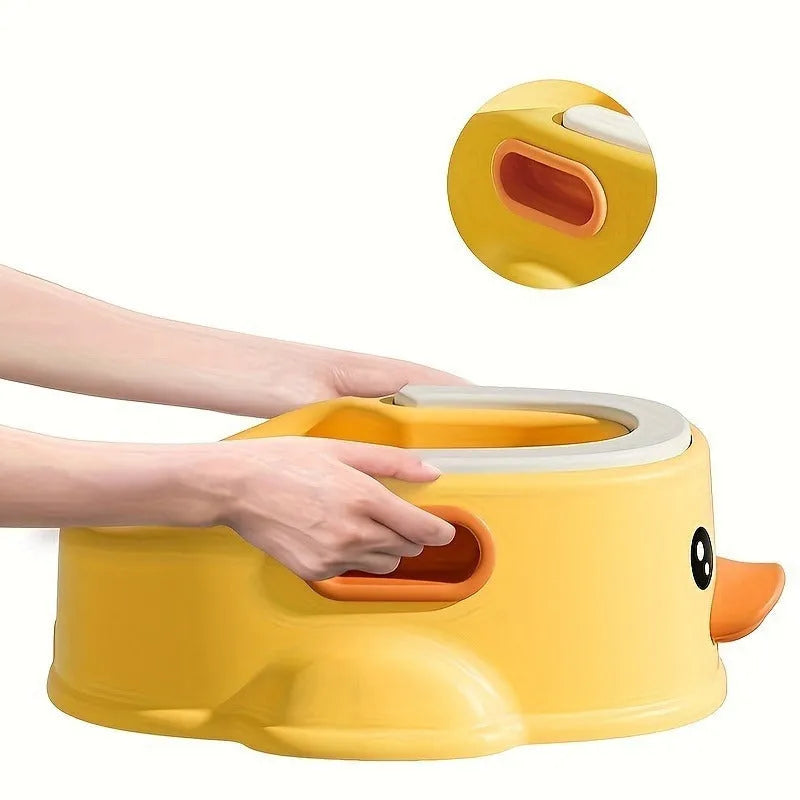 Blue PVC duck-shaped bathtub for washing a dog or cat at home.