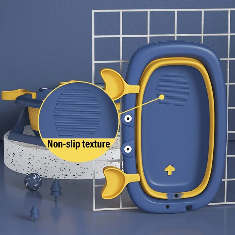 Foldable blue portable pet tub for bathing small cats and dogs at home
