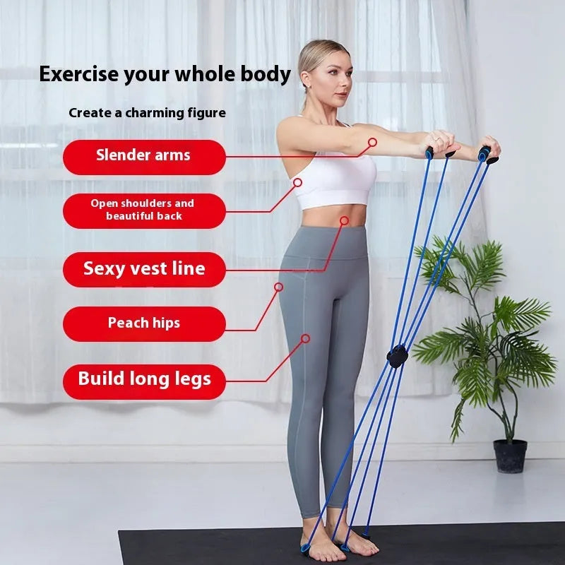 Blue eight character shoulder puller with cross tension device for female fitness workouts