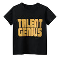 Black men's loose-fit T-shirt with a geometric pattern print on the front.