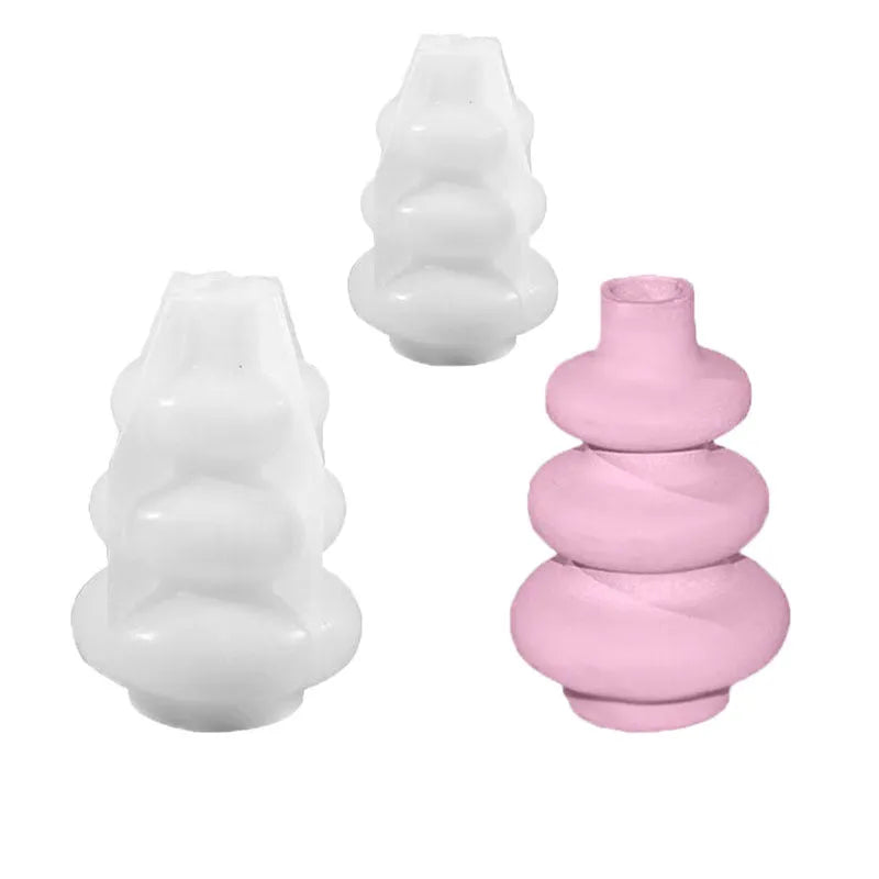 Three layer circular vase ornaments silicone baking mould in modern simplicity style