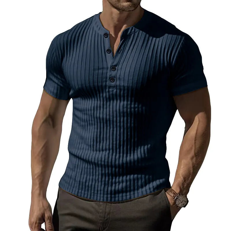 Men's slim-fitting muscle sports t-shirt in polyester available in five solid colours