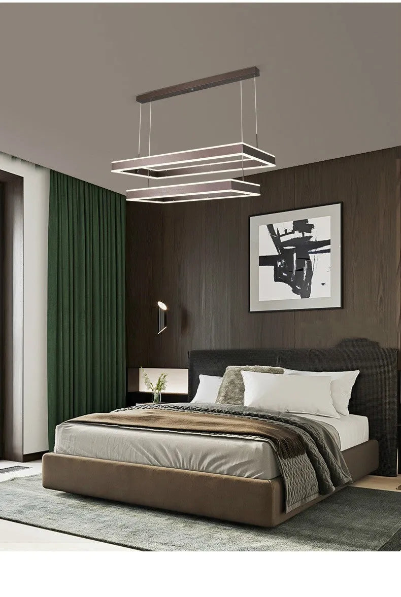 Contracted living room ceiling chandelier fish type pendant lamp in brown aluminium and acrylic with remote control dimmer