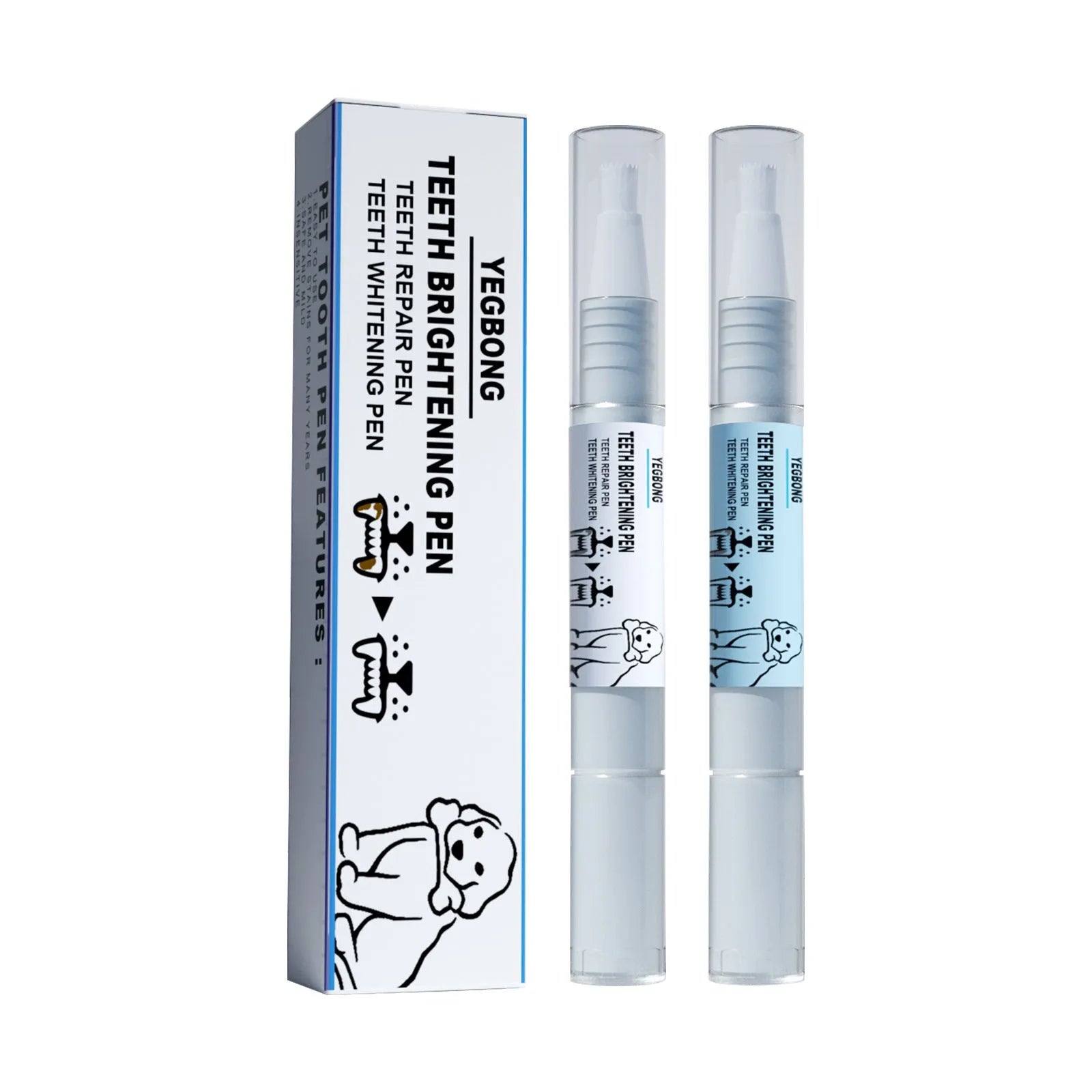 Yegbong pet teeth whitening pen with dental brush applicators for dogs and cats
