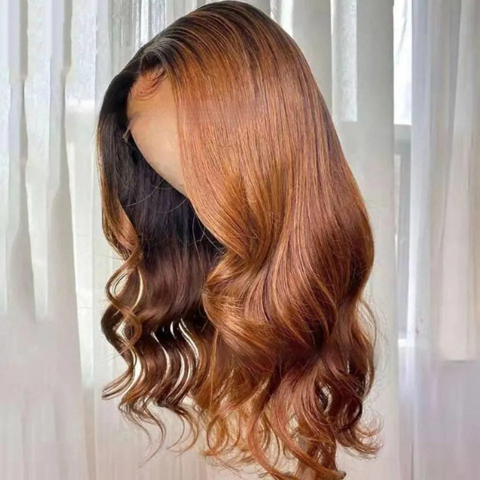 Real human hair Ruili style gradient wig with a lace front cap, shown in a long length.