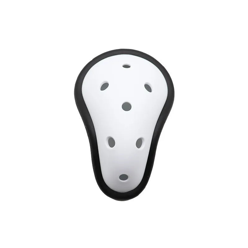 Rubber sports genital protector for adults and children, used in boxing, rugby, hockey, and martial arts.