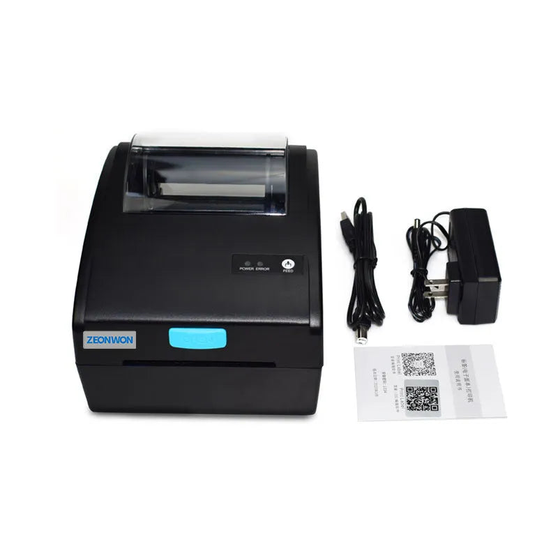 White thermal label printer with USB and Bluetooth connectivity for shipping labels